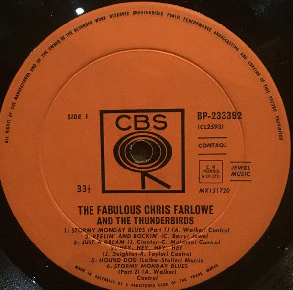 Chris Farlowe & The Thunderbirds : The Fabulous Chris Farlowe (LP, Album, Mono)