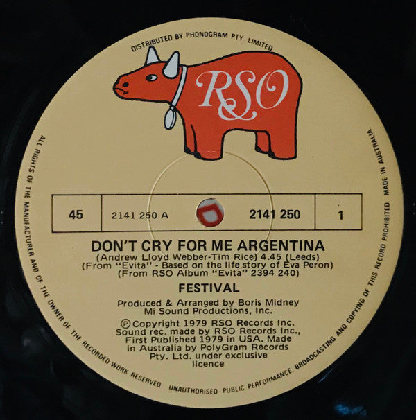 Festival (2) : Don't Cry For Me Argentina / Eva's Theme: Lady Woman (12", Single)