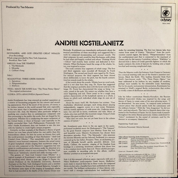 Hovhaness* - Andre Kostelanetz* : And God Created Great Whales (LP, Album, RE)