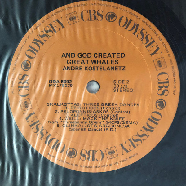 Hovhaness* - Andre Kostelanetz* : And God Created Great Whales (LP, Album, RE)