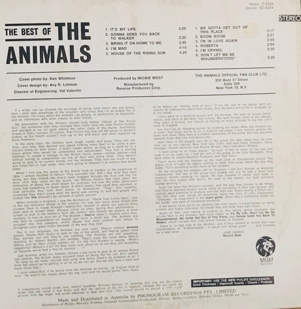 The Animals : The Best Of The Animals (LP, Comp)
