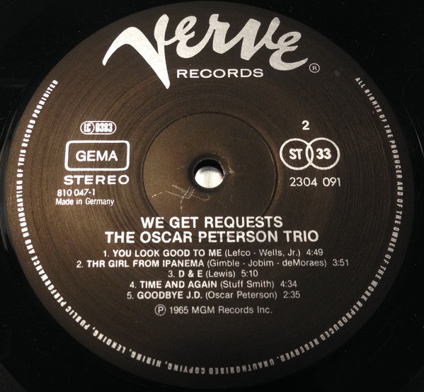 The Oscar Peterson Trio : We Get Requests (LP, Album, RE, 180)