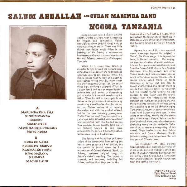 Salim Abdullah and Cuban Marimba Band : Ngoma Tanzania (LP, Comp)