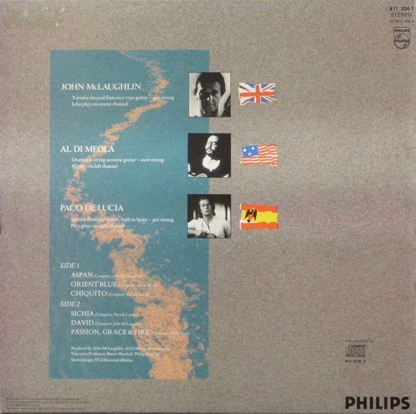 John McLaughlin - Al Di Meola - Paco De Lucía : Passion, Grace & Fire (LP, Album)
