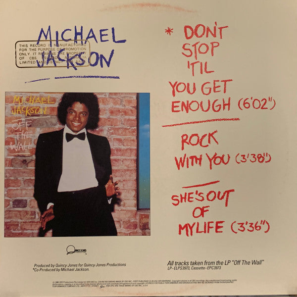 Michael Jackson : Don't Stop 'Til You Get Enough (12", Single, Promo)