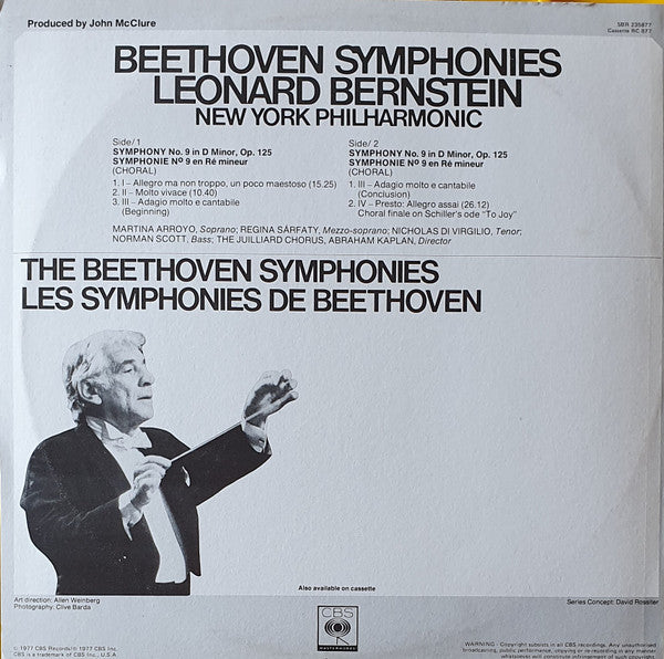 Ludwig van Beethoven, Leonard Bernstein, The New York Philharmonic Orchestra : Symphonies No.9 - Choral (LP, Album)