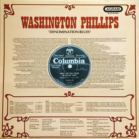 Washington Phillips : Denomination Blues (LP, Comp, RM)