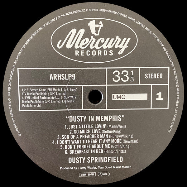 Dusty Springfield : Dusty In Memphis (LP, Album, RE, RM, Hal)