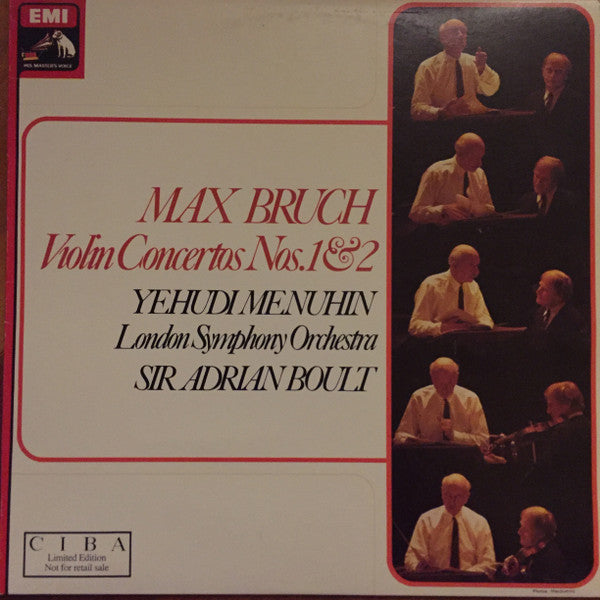 Max Bruch — Yehudi Menuhin - The London Symphony Orchestra, Sir Adrian Boult : Violin Concerto No.1 In G Minor, Op.26 / Violin Concerto No.2 In D Minor, Op.44 (LP)