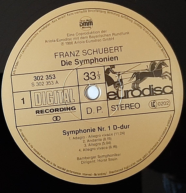 Franz Schubert, Horst Stein, Bamberger Symphoniker : Franz Schubert Die Symphonien - Gesamtaufnahme (5xLP + Box)