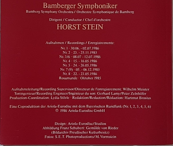 Franz Schubert, Horst Stein, Bamberger Symphoniker : Franz Schubert Die Symphonien - Gesamtaufnahme (5xLP + Box)