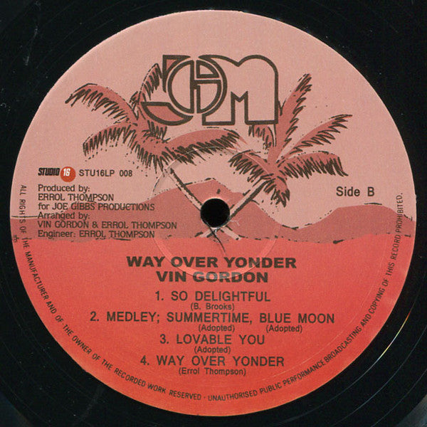 Vin Gordon : Way Over Yonder (LP, Album, RE)