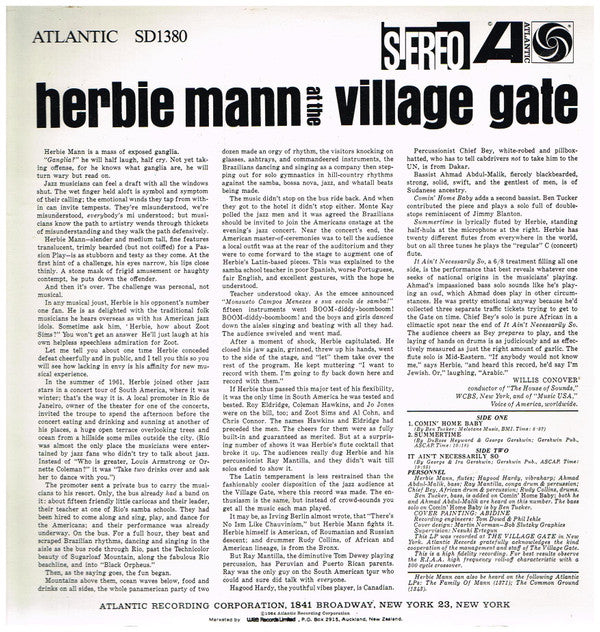 Herbie Mann : Herbie Mann At The Village Gate (LP, Album, RE)