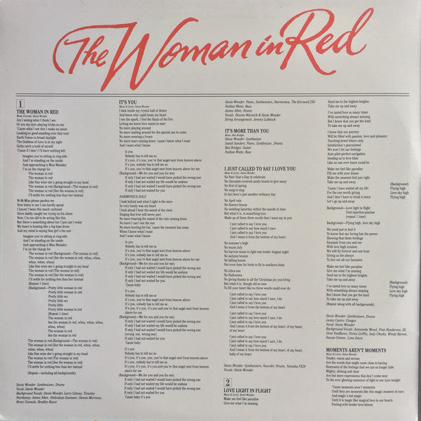 Stevie Wonder : The Woman In Red (Selections From The Original Motion Picture Soundtrack) (LP, Album, Gat)