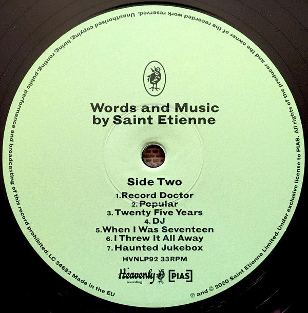 Saint Etienne : Words And Music By Saint Etienne  (LP, Album, Ltd, RE)