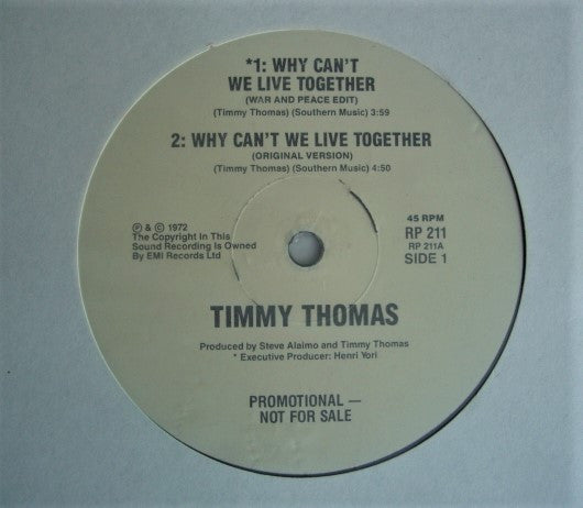 Timmy Thomas / Whispers* : Why Can't We Live Together / Innocent (12", Promo)