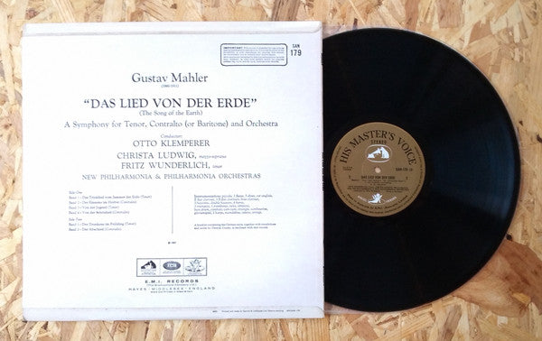 Gustav Mahler, Philharmonia Orchestra, Otto Klemperer, Christa Ludwig, Fritz Wunderlich, New Philharmonia Orchestra : Das Lied Von Der Erde (LP)