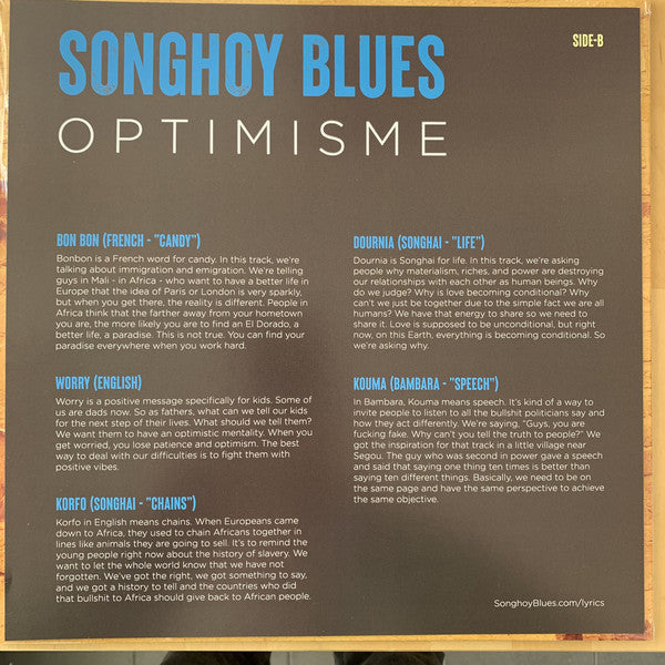 Songhoy Blues : Optimisme (LP, Album, Gol)