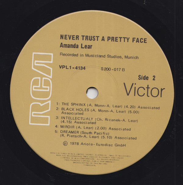 Amanda Lear : Never Trust A Pretty Face (LP)