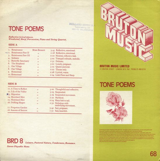 Brian Bennett : Tone Poems (LP)