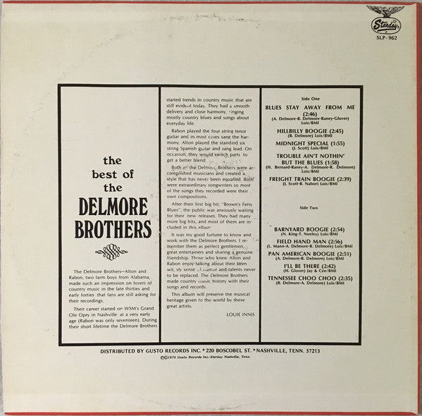 The Delmore Brothers : The Best Of The Delmore Brothers (LP, Comp)
