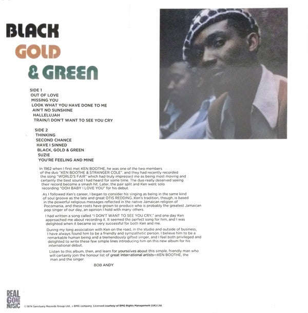 Ken Boothe : Black Gold & Green (LP, Ltd, RE, Gol)