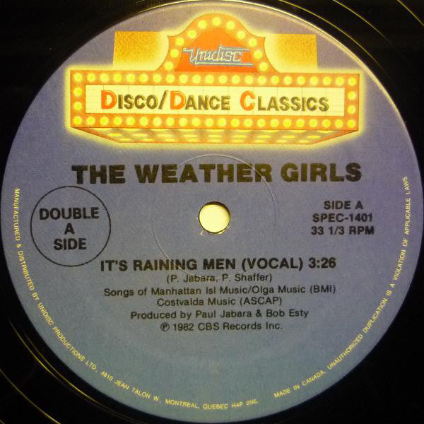 The Weather Girls / Boz Scaggs / Marilyn McCoo & Billy Davis Jr. : It's Raining Men / Lowdown / Shine On Silver Moon (12", Blu)