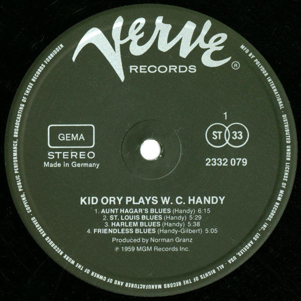 Kid Ory : Plays W.C. Handy (LP, RE)