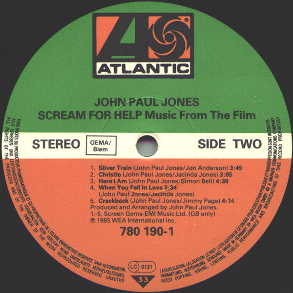 John Paul Jones Featuring Jimmy Page ● Jon Anderson : Music From The Film Scream For Help (LP, Album)