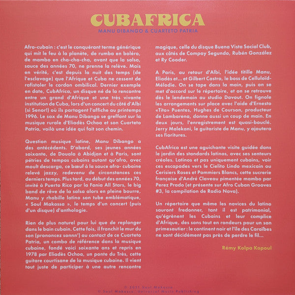 Manu Dibango & El Cuarteto Patria : CubAfrica (LP, Album, Ltd, Yel)