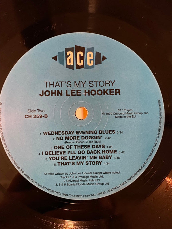 John Lee Hooker : That's My Story John Lee Hooker Sings The Blues (LP, Album, RE)