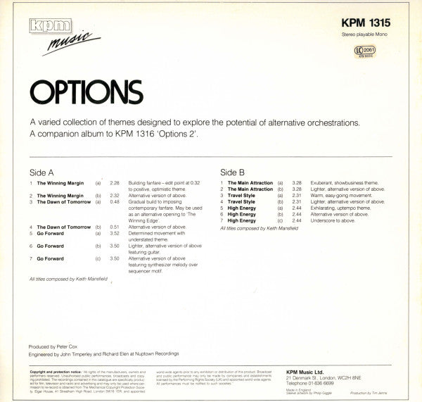 Keith Mansfield : Options (LP)