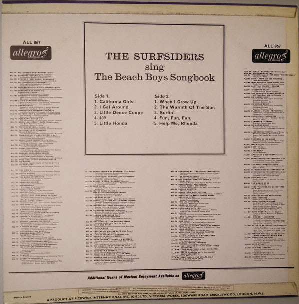 The Surfsiders : The Surfsiders Sing The Beach Boys Songbook (LP, Album)