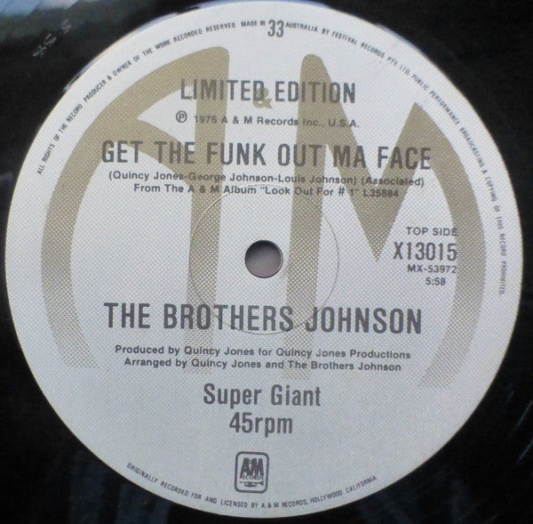 Brothers Johnson : Ain't We Funkin' Now  /  Get The Funk Out Ma Face (12", Ltd)