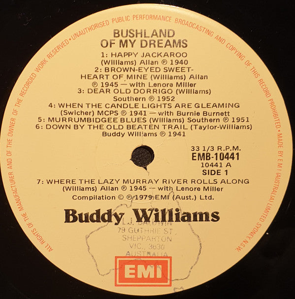 Buddy Williams (2) : Bushland Of My Dreams (LP, Comp)