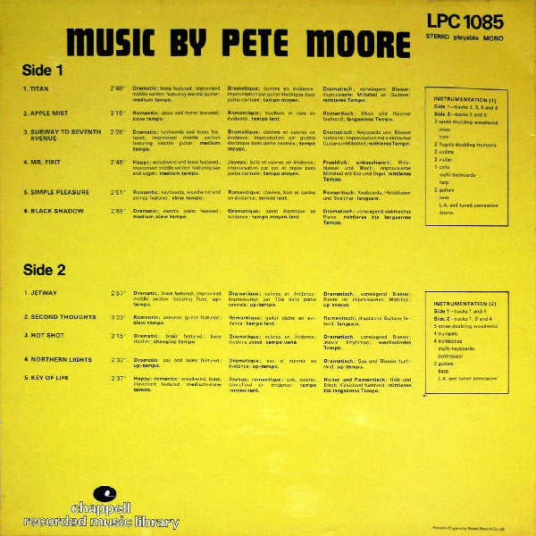 Mark Duval And His Orchestra* : Music By Pete Moore (LP)