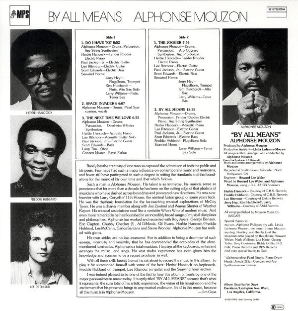 Alphonse Mouzon Featuring Herbie Hancock • Freddie Hubbard • Lee Ritenour • The Seawind Horns : By All Means (LP, Album, RE)