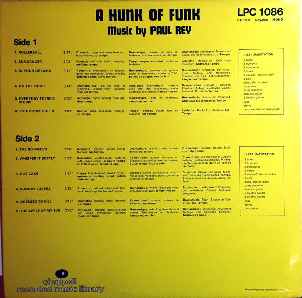 Zouche Orchestra : A Hunk Of Funk (LP)