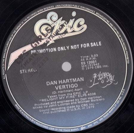 Dan Hartman : Relight My Fire (12", Promo)