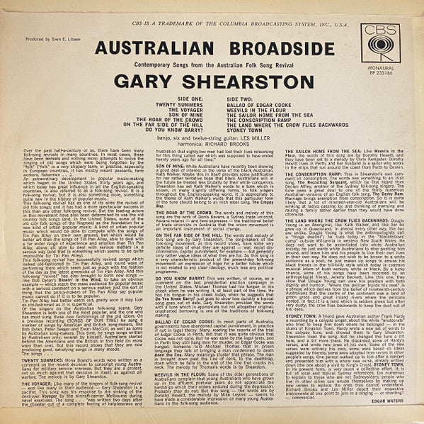 Gary Shearston : Australian Broadside (LP, Album, Mono,  )