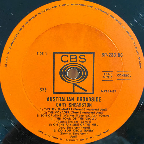 Gary Shearston : Australian Broadside (LP, Album, Mono,  )