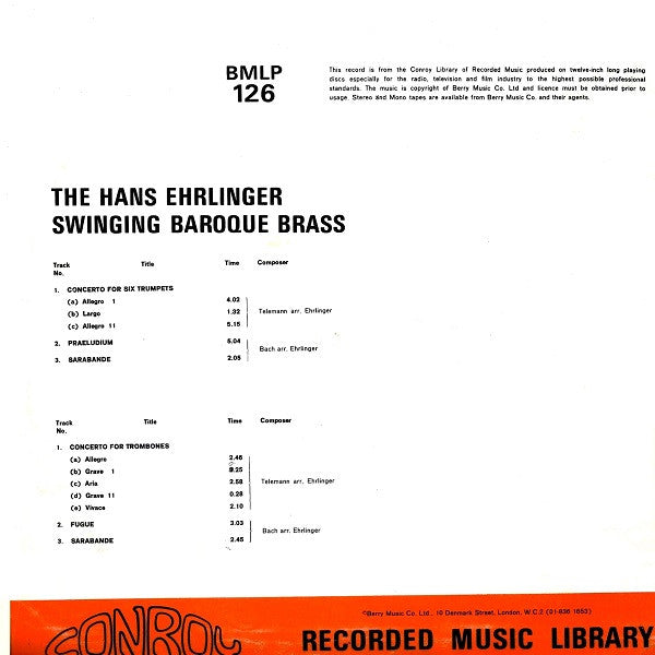 The Hans Ehrlinger Swinging Baroque Brass : The Hans Ehrlinger Swinging Baroque Brass (LP)