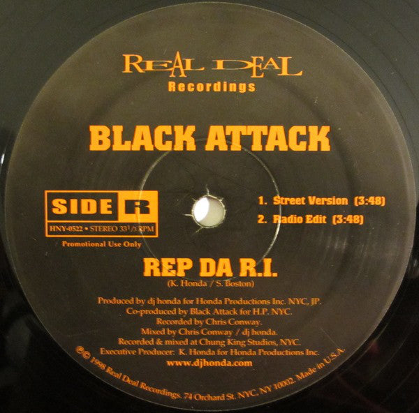 Black Attack : Rep Da R.I. (12")