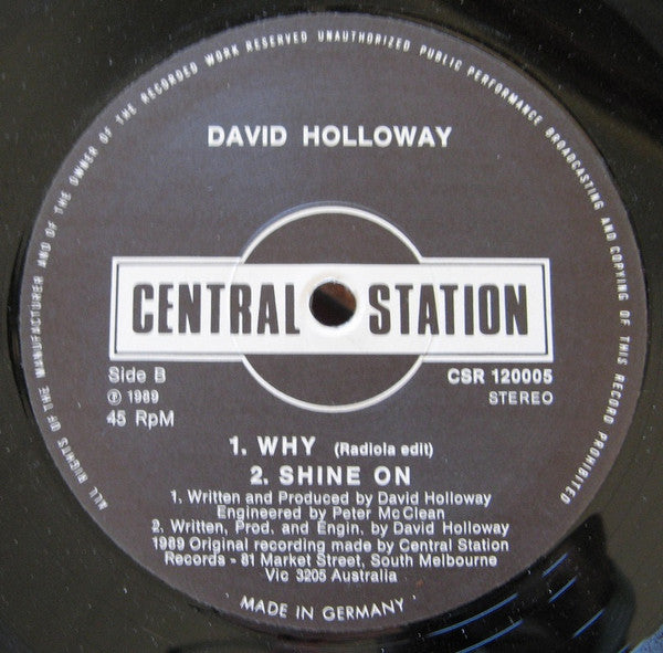 David Holloway (4) : Why / Shine On (12")