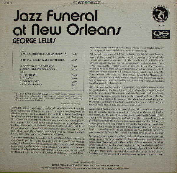 George Lewis (2) : Jazz Funeral At New Orleans (LP, Album)