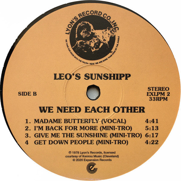 Leo's Sunshipp : We Need Each Other (LP, Album, RE)