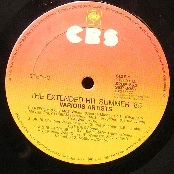 Various : The Extended Hit Summer '85 (2xLP, Comp)