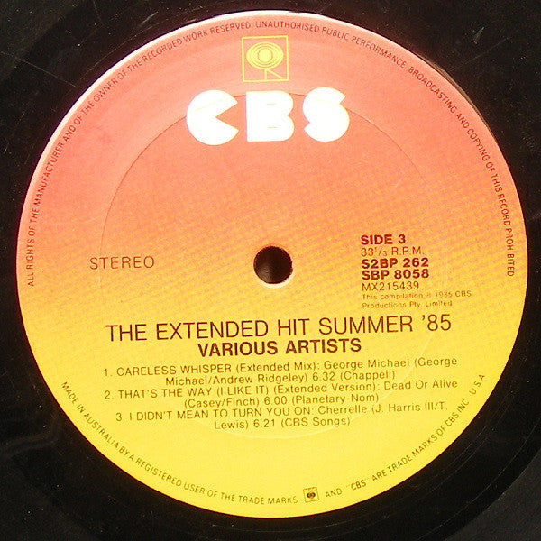 Various : The Extended Hit Summer '85 (2xLP, Comp)