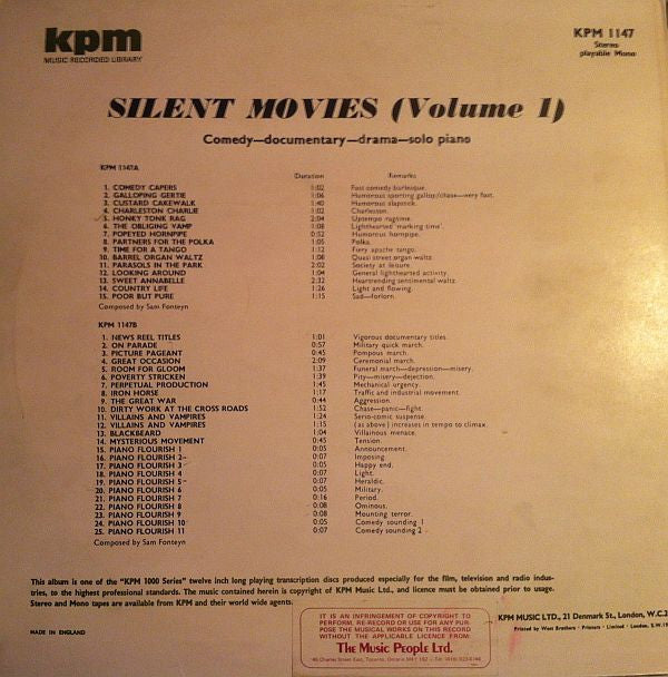 Sam Fonteyn : Silent Movies (Volume 1) (LP)
