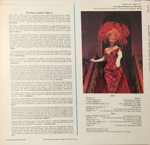 David Merrick (2) Presents Carol Channing : Hello, Dolly! (The Original Broadway Cast Recording) (LP, Album, RE)